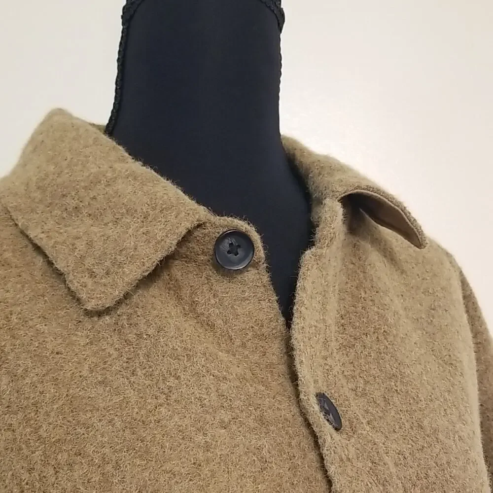 Alpine Design Men's Warm Fleece Shacket Tan Shirt Jacket Fall Winter Size Large